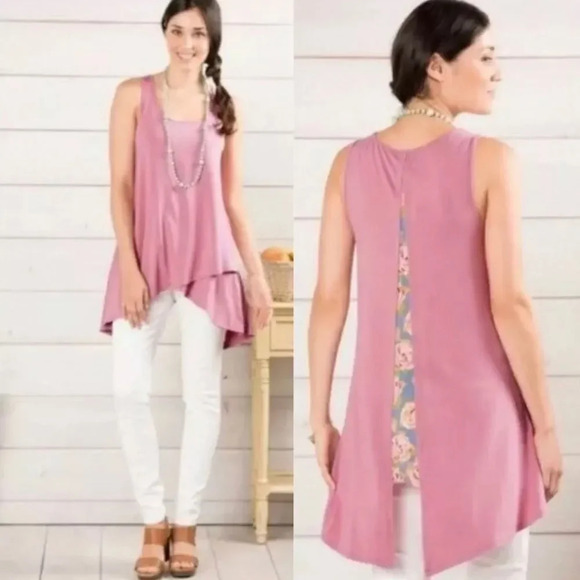 Matilda Jane | Secret Garden Tunic Sleeveless Dusty Rose Split Back Top - Picture 1 of 7